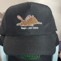 Black baseball cap with embroidered lazy bunny and Nope...Not Today text